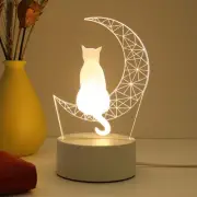 Acrylic Moon Cat Figure Nightlight Led Table Lamp Sleep Lights Christmas