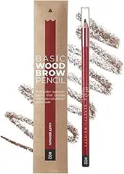 BOM Basic Wood Brow Pencil, Waterproof Smooth Fine Shape for Beginners (02 Matt Brown)