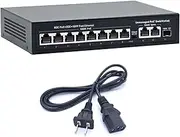 10 Port PoE Switch, 8 Ports PoE+ 2 Uplink Unmanaged 1000mbps PoE Switch, IEEE802.3af/at