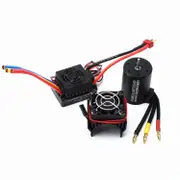 3650 3100KV Brushle Motor & 60A ESC & Heat Sink Cover Combo for 1：8 / 1:10 Remote Control Car and Bo Black