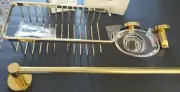 CONTEMPORARY SOLID BRASSTowel Bar,Robe Hook,Soap,Bosket Hldr Set By Christensen