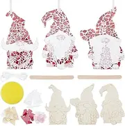 WEBEEDY 3 Styles Gnome Glass Mosaic Kit Mosaic Tiles Kit for Adults Beginners, Red Heart Gnome Glass Mosaic Coaster Kit with Wooden Bases Mosaic Sets for Wedding Home Wall Decor Valentine's Day Gift