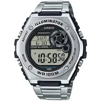 在飛比找ETMall東森購物網優惠-CASIO 卡西歐 10年電力金屬風計時手錶-銀 (MWD-