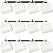 Dahey Mug Holder Metal Coffee Rack Wall Mounted with 12 Hooks, Black