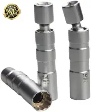 14mm & 16mm Magnetic Swivel Spark Plug Socket,3/8" Drive,12-Point,Extension Tool