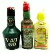 Martini Gordons Gin Vat 69 Liquor Bottle Candles Vintage