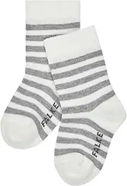 [FALKE] Unisex Baby Stripe Tights Cotton Grey White More Colours Thick Cute Funny Colourful Long Tight For Infant Boy Or Girl Patterned 1 Pair, Charcoal