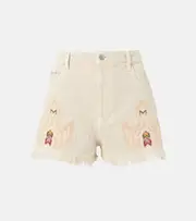 [Marant Etoile] Marant Etoile Lesia embroidered frayed denim shorts AU 16 beige