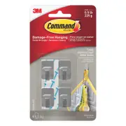 Command Small Silver Adhesive Stainless Steel Metal Wall Hook - 4 Pack