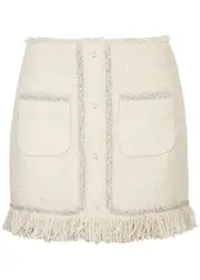 Giuseppe DI Morabito Crystal-embellished Bouclé-tweed Mini Skirt - White - 42 (UK10 / S) 42 (UK10 / S)