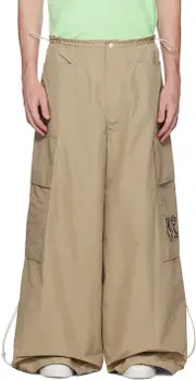 PA Monogram-embroidery wide-leg trousers IT48 Nude