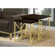 Unbranded Nesting Table 19.75"W Square Modern Particle Board Espresso (2-Piece)