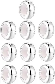 [LAMOONY] Clip Stopper Charms Sterling Silver Rondelle Spacer Bead Charm Stopper Charm for Pandora Charm Bracelets