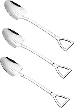 NAMOARLY 3 Pack Stainless Steel Fruit Scraping Spoon Serrated Edges for Mud Removal Easy to Store