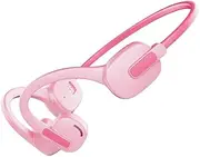 Open Ear Headphones with Mic, 85dB Safe Volume Limited Air Conduction Kids Headphones Wireless, Bluetooth On Ear Headsets for Girls and Boys with 8GB Memory 8 Hrs Playtime for Music(Pink)