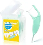 COCOBURI Orthodontic Flossers for Braces-Individually Wrapped Ortho Dental Floss Picks for Adults & Kids-Unflavored-Fits Under Arch Wire-Designed for Braces-Floss Singles Bag-40 Count