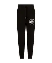 Dolce Gabbana Logo-Printed Drawstring Track Pants IT46 Black