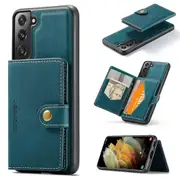 For Samsung Galaxy S21 FE 5G Case Leather+TPU Phone Cover Detachable Card Holder