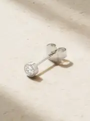[MARIA TASH] MARIA TASH - Scalloped 2.5mm 18-karat White Gold Diamond Earring - Silver - One size One size Silver