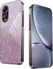 [WBWONE] Case for Oppo A78 5G / A58 5G Electroplated Edge Shockproof Phone Case Protective Cover with Shimmer Stickers - Pink