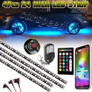 4X 24" RGB Wheel Well LED Light Custom Neon Strip Rim Tire bluetooth APP Control