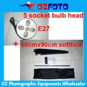 E27 5 x head Socket Lighting Lamp Bulb Softbox 60x90cm Studio Video Diffuser New