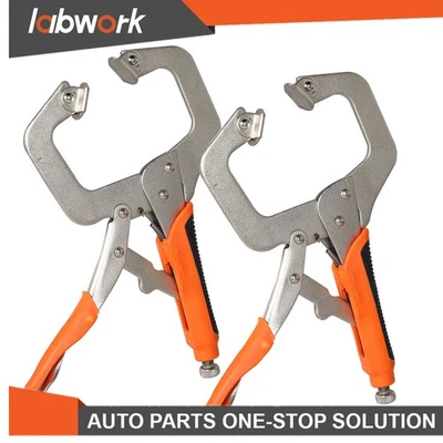 Labwork C-Clamp Locking Pliers Set For Woodworking Aligning Welding 2 Pack 11"