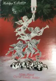 Godinger Holiday Collection silver plated cherub Taper candle holder