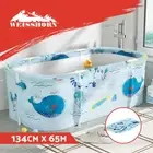 Weisshorn Foldable Bathtub PVC Spa Bucket Inflatable Cushion 134x65cm Blue