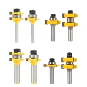 Adjustable 3Teeth Tongue & Grooves Router Bit Set for Cabinet Doors Flooring