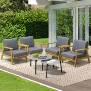 Livsip Outdoor Lounge Set 6PCS Patio Furniture 2pc Grey Coffee Side Table Sets