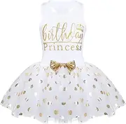 [JanJean] Toddler Baby Girls First Birthday Outfit Cake Smash Outfit Racer-Back Shirt with Polka Dots Princess Tutu Skirt Set