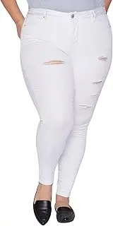 [Royalty For Me] Womens Women's Plus Size High Rise Skinny Jeans, White, 24 Plus