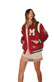 MABLE M Bomber Varsity Jacket with Patch Detail