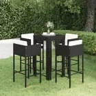 Modern Patio Bar Table And Stools With Cushions PE Rattan Furniture 5 Piece Set