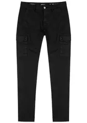 Replay Jann Hyperflex X.lite Black Slim-leg Cargo Trousers - W31 W31