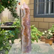 755g Natural Rare Amethyst Lace Agate Tower Quartz Crystal Reiki Healing