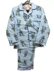 BNWT Boys Sz 5 Long Pale Blue Flannel Style Cool Robots Print Pyjamas PJ Set