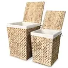 Laundry Basket Set 2 Pieces Water Hyacinth Washing Clothes Bag Bin Box vidaXL