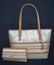 Set of Brahmin Medium Asher Tote in Mojave Vineyard + Checkbook Wallet NWT