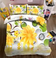 Bright Cymbidium 3D Printing Duvet Quilt Doona Covers Pillow Case Bedding Sets