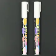 2pcs 3mm Liquid Chalk Marker Pens Double Nib White LED Writing Board Glass Pen A