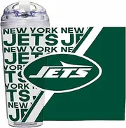 Rico Industries NFL Football New York Jets 24oz Acrylic Tumbler with Hinged Lid, Officially Licensed Double Wall Tumbler with Straw