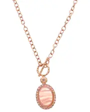 Kenneth Jay Lane Plated Rose Quartz Pendant Necklace