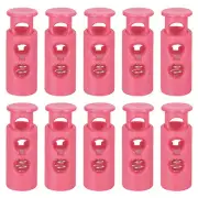 30Pcs 4mm Cord Lock Plastic Double Hole Spring Toggle Stoppers, Rose Pink