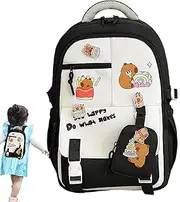 [Generic] Capybara Backpack for Children - Cute Pendant Aesthetic Bookbag | Lightweight Rucksack for Students | Cute and Fashion School Bag for Boys and Girls | Large Capacity