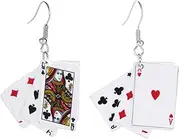 [XolngYYeng] Personality Poker Dangle Earrings Metal Alloy Game Cards Simulate Cool Funny Earrings for Women Girls