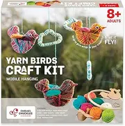 Chalk and Chuckles Yarn Wrapping, String Art Craft Kit - Bird Themed DIY Hanging Mobile for Kids, Adults Ages 8, 9, 10, 11, 12, 13 Years Old and Up