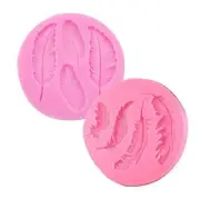 2 Pcs Feather Silicone Fondant Mold,DIY Handmade Baking Tools for Fondant