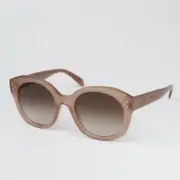 Celine CL40186I 45F Shiny Milky Hazelnut Brown Round Women Sunglasses NEW
